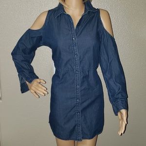 Denim open shoulder Dress